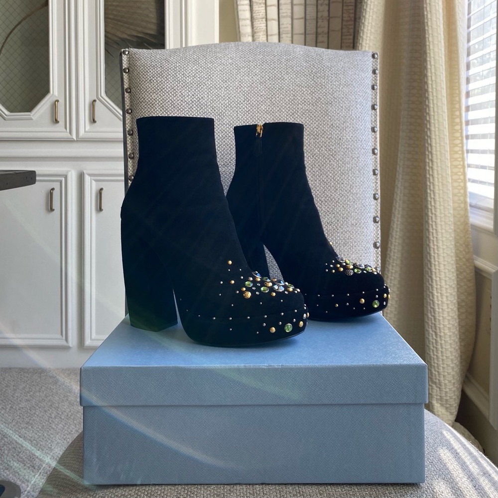 Worn x1 Prada Suede Crystal Embellishments Boots